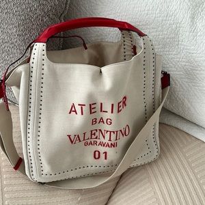 Valentino Atelier Tote bag with red leather pouch